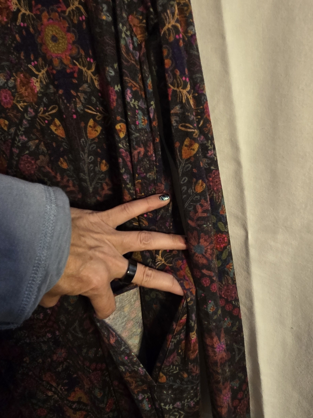 NATURAL LIFE Multicolor Floral Print Long Sleeve Maxi Dress **POCKETS** - Picture 4 of 6